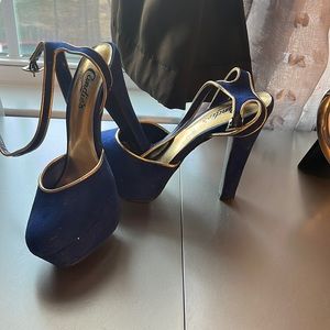 Ladies Blue Suede Heels Candies